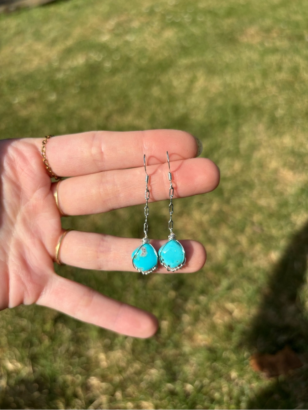 Tourqoise dangle earrings - Picture 3 of 3